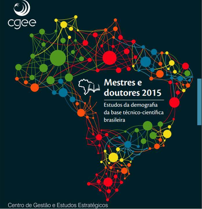 Capa da publicação "Mestres e Doutores 2015", do CGEE