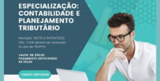 Cartaz do curso de Especialização em Contabilidade e Planejamento Tributário
